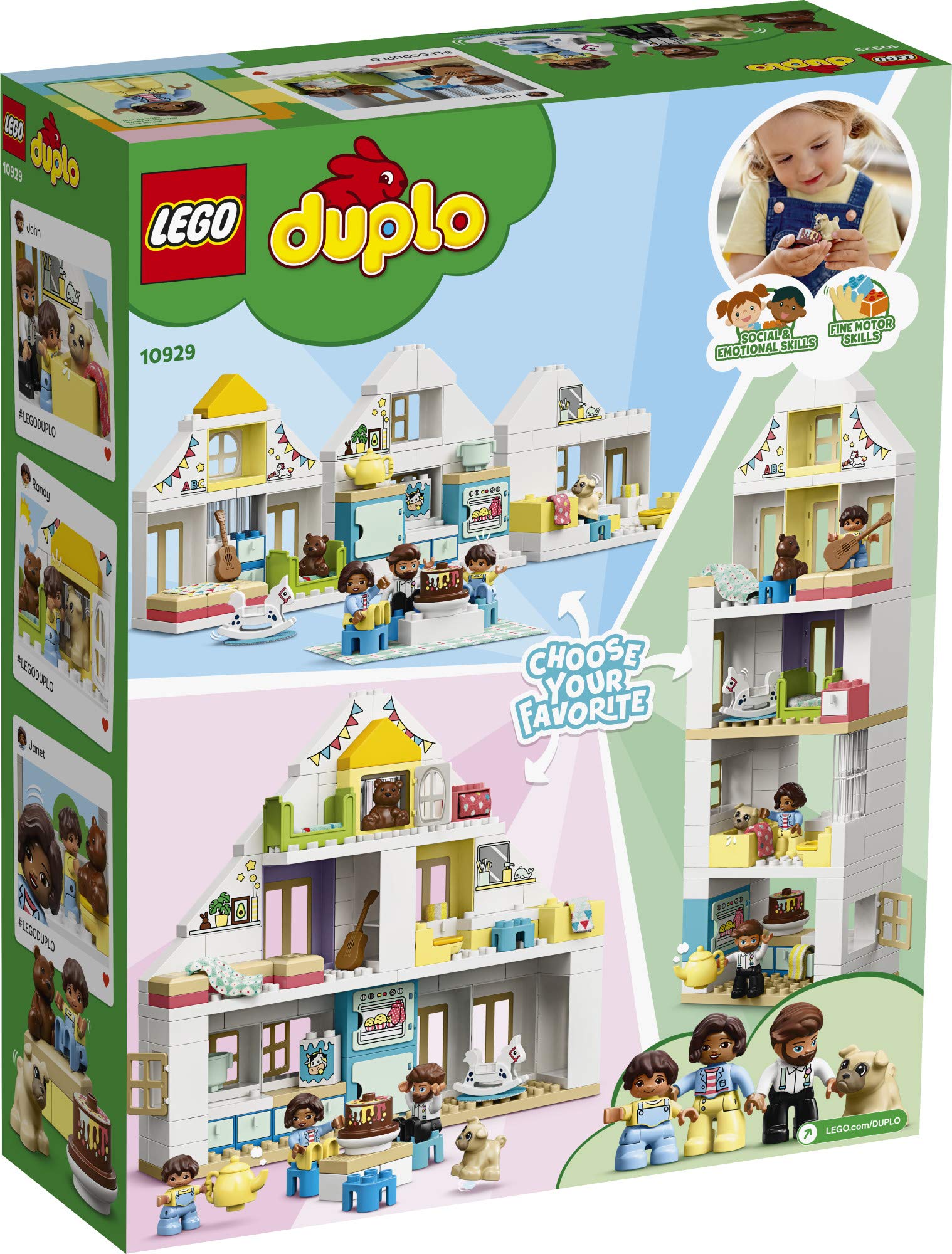 LEGO DUPLO Town Modular Playhouse 10929 Dollhouse with Furniture and a Family, Great Educational Toy for Toddlers (130 Pieces)
