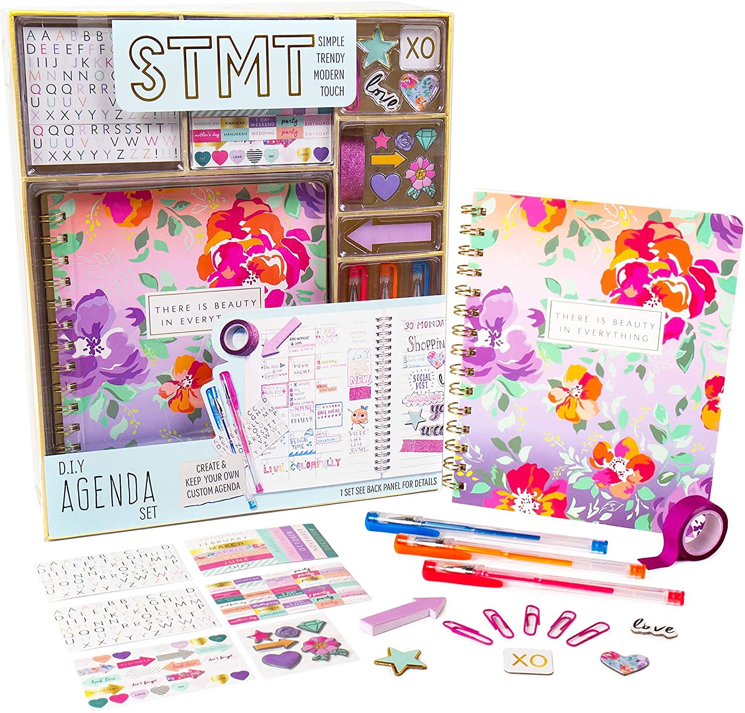 STMT DIY Journaling Set - Personalize & Decorate Your Planner/Organizer/Diary/Journal with Stickers, Gems, Glitter Frames & Clips, Bookmarks, Tassel Keychain - Great Gift Idea for Women and Teen Girls