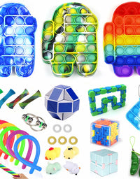 RURING 30pcs Fidget Toys Sensory Fidget Toys Set Fidget Toys Set Tangle Fidget Toys Anti-Anxiety Tools and Special Toys Fidget Toys Relieves Stress Squeeze Toy for Birthday Party Rainbow Colors
