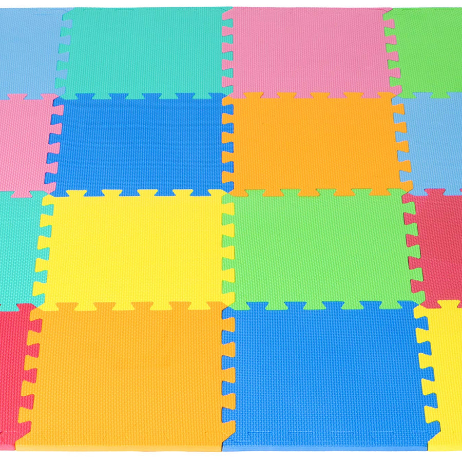 ProSource Kids Foam Puzzle Floor Play Mat with Solid Colors, 36 Tiles or 16 Tiles with Borders