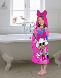 L.O.L. Surprise! Soft Cotton Hooded Bath Towel Wrap 24” x 50” Pink
