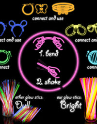 iGlow Glow Sticks Bulk Party Pack Multicolor Non Toxic 233 Pieces Light Stick Set
