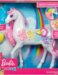 Barbie Dreamtopia Brush 'n Sparkle Unicorn with Lights and Sounds, White with Pink Mane and Tail, Gift for 3 to 7 Year Olds [Amazon Exclusive]
