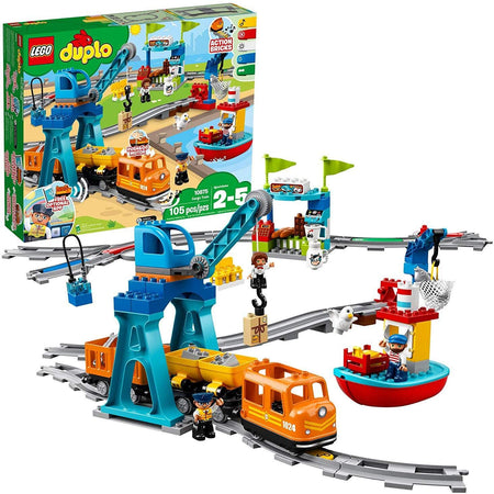 LEGO DUPLO Cargo Train 10875 Exclusive Battery-Operated Building Blocks Set, Best Engineering and STEM Toy for Toddlers (105 Pieces)