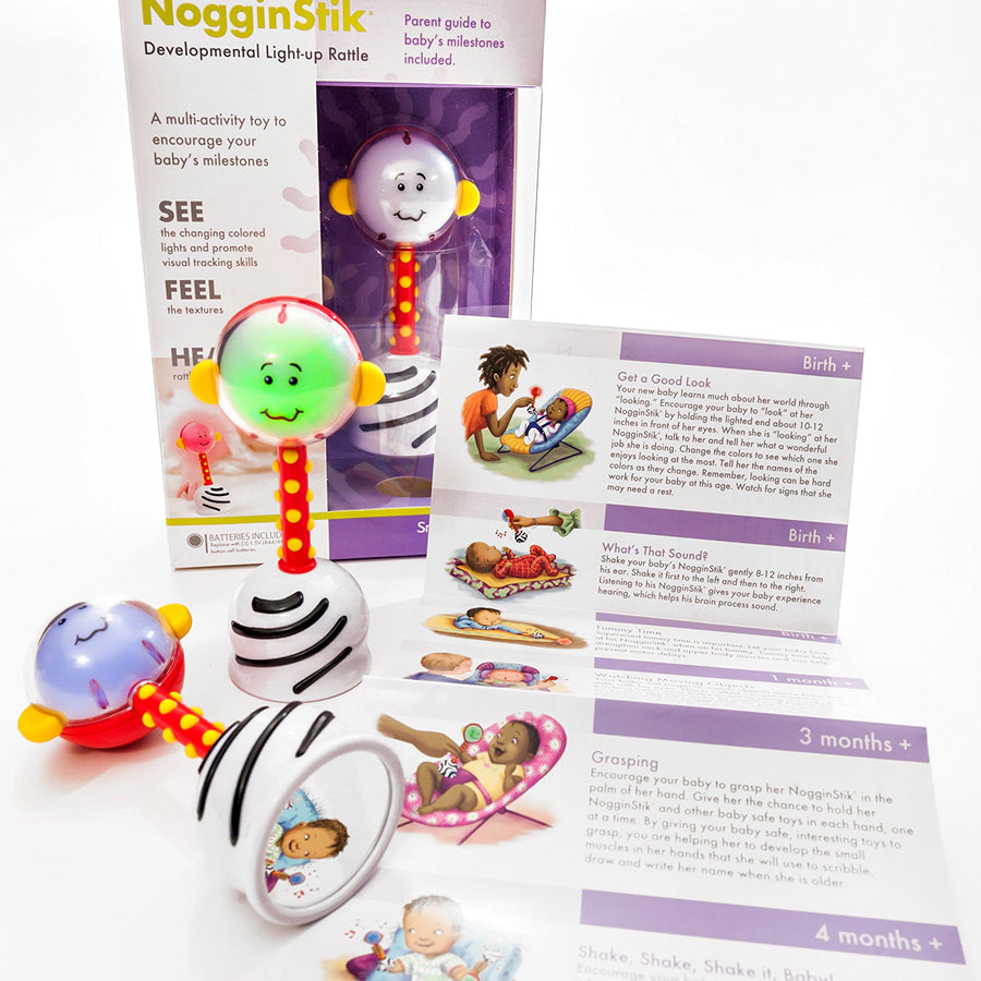 SmartNoggin NogginStik Developmental Light-Up Rattle - Encourage Developmental Milestones from Infant - 12 months