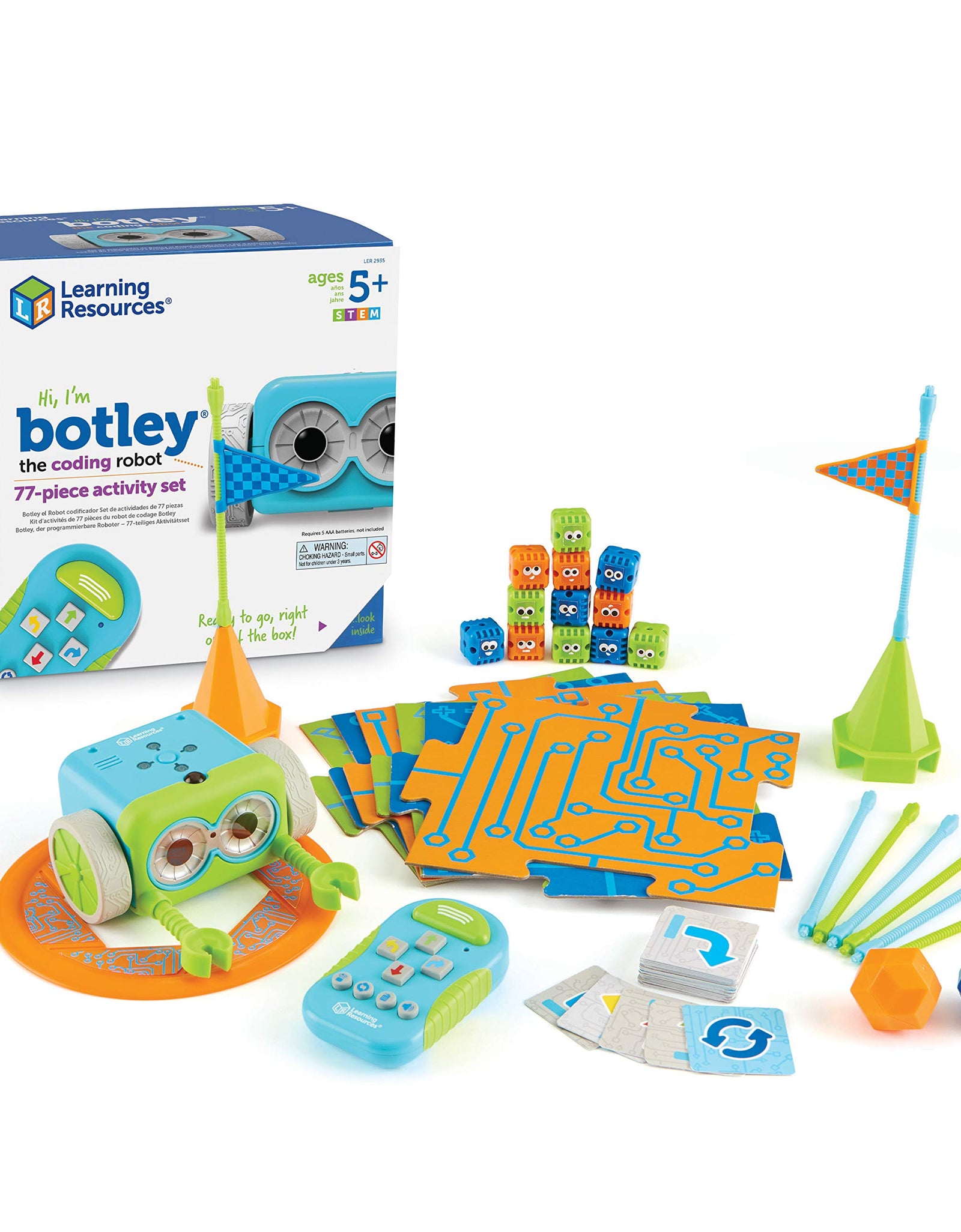 Learning Resources Botley the Coding Robot Activity Set, Screen-Free Coding Robot for Kids, STEM Toy, Programming for Kids, 77 Pieces, Ages 5+