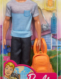 Barbie Travel Ken Doll, Dark Blonde, with 5 Accessories Including a Camera and Backpack, for 3 to 7 Year Olds [Amazon Exclusive]

