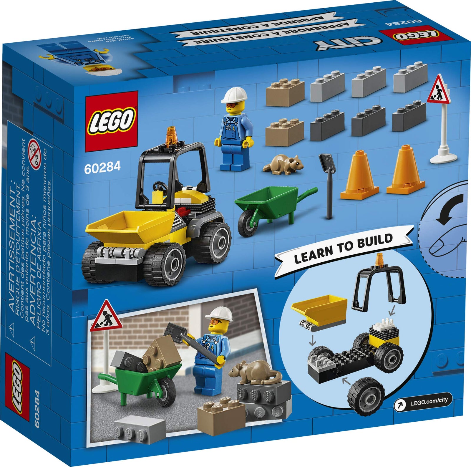 LEGO City Roadwork Truck 60284 Toy Building Kit; Cool Roadworks Construction Set for Kids, New 2021 (58 Pieces)