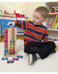 Melissa & Doug Stack & Count Wooden Parking Garage With 10 Cars
