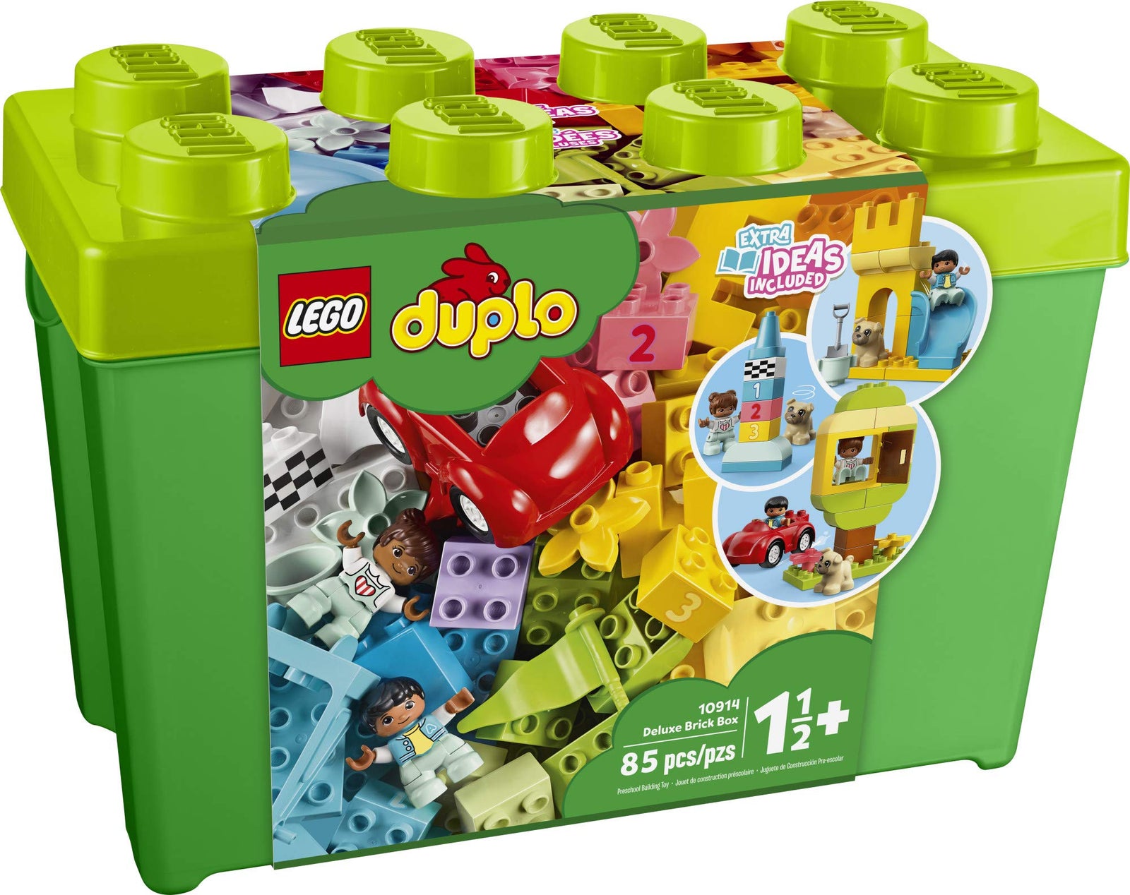 LEGO DUPLO Classic Deluxe Brick Box 10914 Starter Set with Storage Box, Great Educational Toy for Toddlers 18 Months and up (85 Pieces)