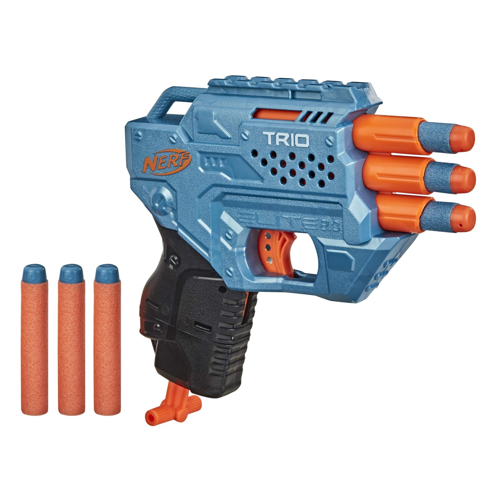 NERF Elite 2.0 Trio SD-3 Blaster -- Includes 6 Official Darts -- 3-Barrel Blasting -- Tactical Rail for Customizing Capability