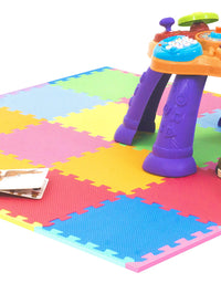 ProSource Kids Foam Puzzle Floor Play Mat with Solid Colors, 36 Tiles or 16 Tiles with Borders

