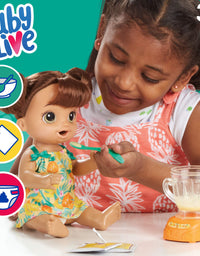 Baby Alive Magical Mixer Baby Doll Tropical Treat with Blender Accessories, Drinks, Wets, Eats, Brown Hair Toy for Kids Ages 3 and Up

