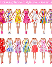 Ecore Fun 30 PCS Doll Clothes and Accessories 5 Fashion Clothes Sets 5 Fashion Skirts 10 Mini Dresses 10 Shoes Fashion Casual Outfits Set Perfect for 11.5 inch Dolls

