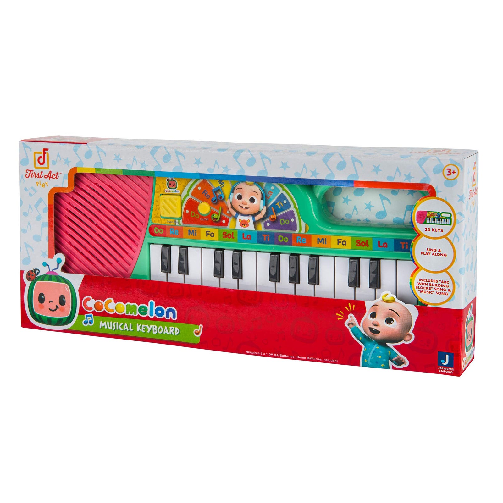 First Act Musical Keyboard, 23 Keys; Music and ABC Songs Pre-Recorded, Educational Music Toys, Carry N’ Go Handle