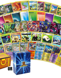 200 Assorted Pokemon Cards - 3 GX Ultra Rares, 4 Rare Cards, 3 Holographics, 90 Common/Uncommons, and 100 Energy Cards - Includes Golden Groundhog Treasure Chest Storage Box
