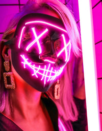 Lizber Halloween Mask Costume, Led Light Up Mask, Scary Hacker Anonymous Mask
