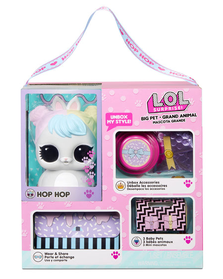 LOL Surprise Big Pet Hop Hop with 15 Surprises Including Wear and Share Glasses & Necklace, 2 Pet Babies, Accessories, Backpack or Piggy Bank, Gifts for Kids and Toys for Girls Ages 4 5 6 7+ Years Old