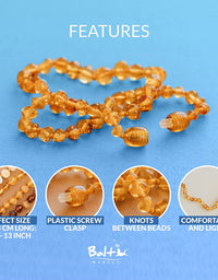 Baltic Wonder Baltic Amber Necklace (Baroque Honey) Unisex - 100% Certified Authentic Baltic.
