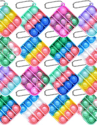 Zxhtwo 16 PCS Mini Pop Fidget Toy Pack Simple Bubble Poping Sensory Keychain Toys, Silicone Squeeze Rainbow Stress Relief Hand Toy, Anti-Anxiety Office Desk Toys for Kids Adults
