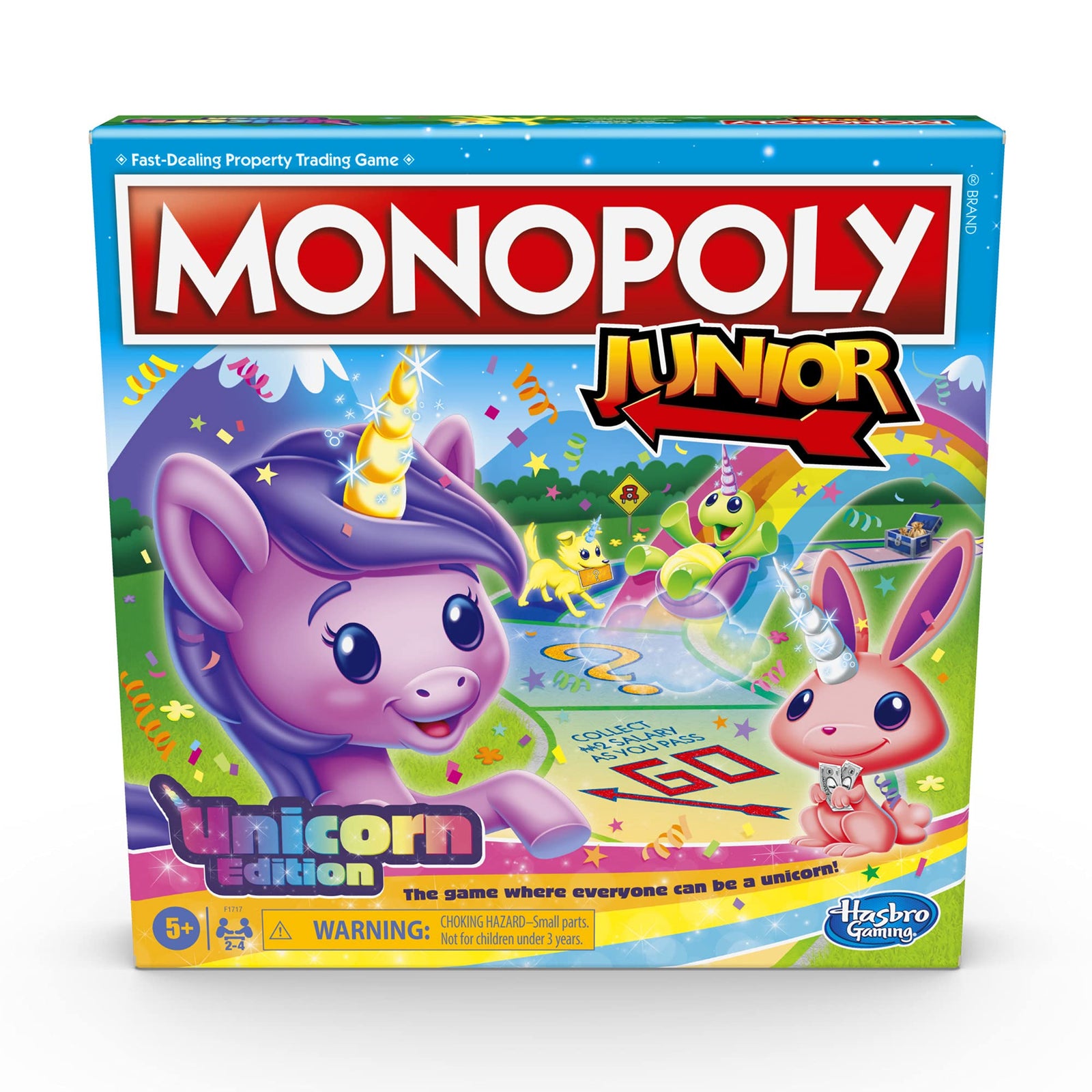 MONOPOLY Junior: Unicorn Edition Board Game for 2-4 Players, Magical-Themed Indoor Game for Kids Ages 5 and Up (Amazon Exclusive)