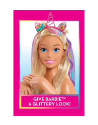 Barbie Deluxe 20-Piece Glitter and Go Styling Head, Blonde Hair and Unicorn Headband, by Just Play
