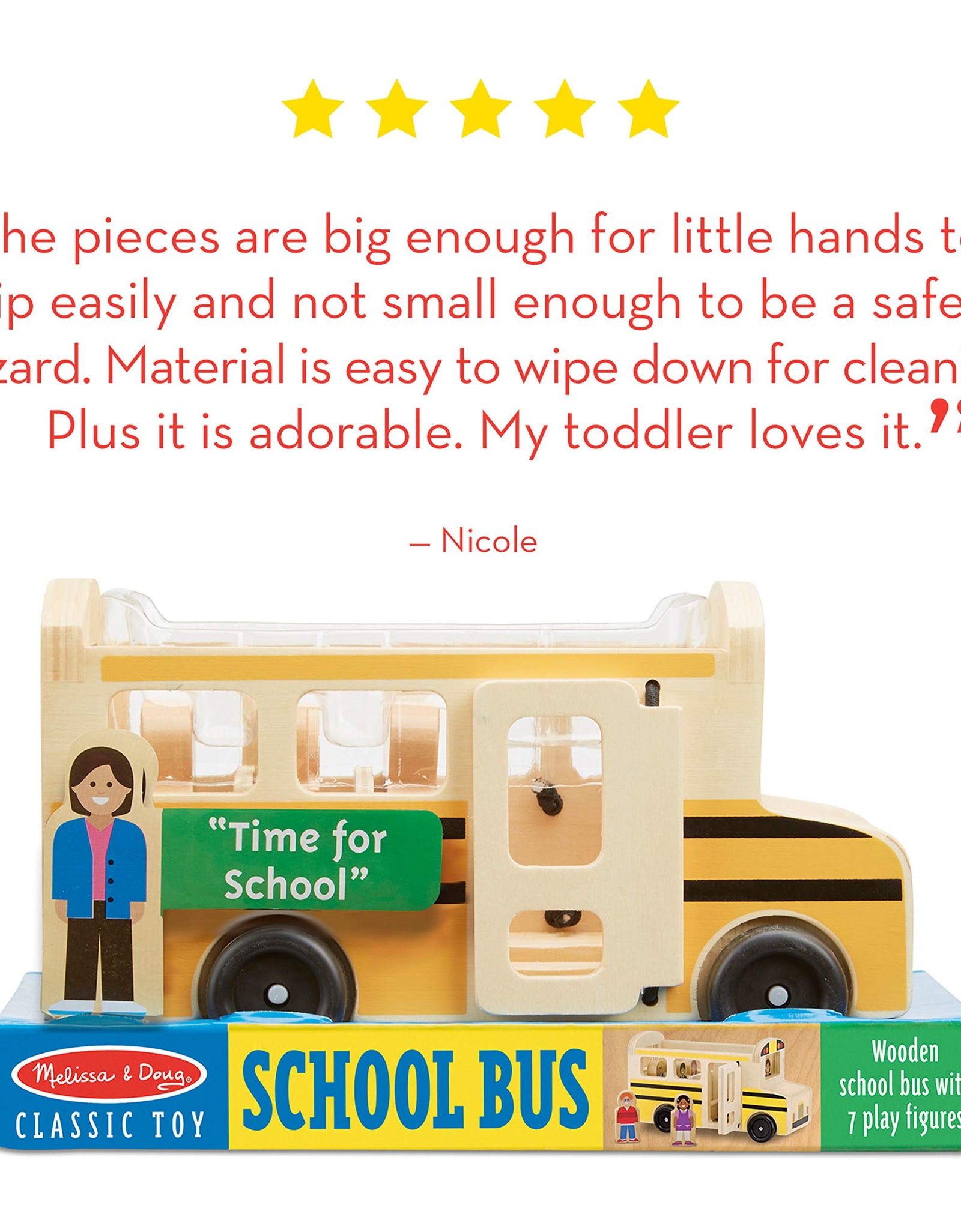 Melissa & Doug School Bus Wooden Play Set With 7 Play Figures