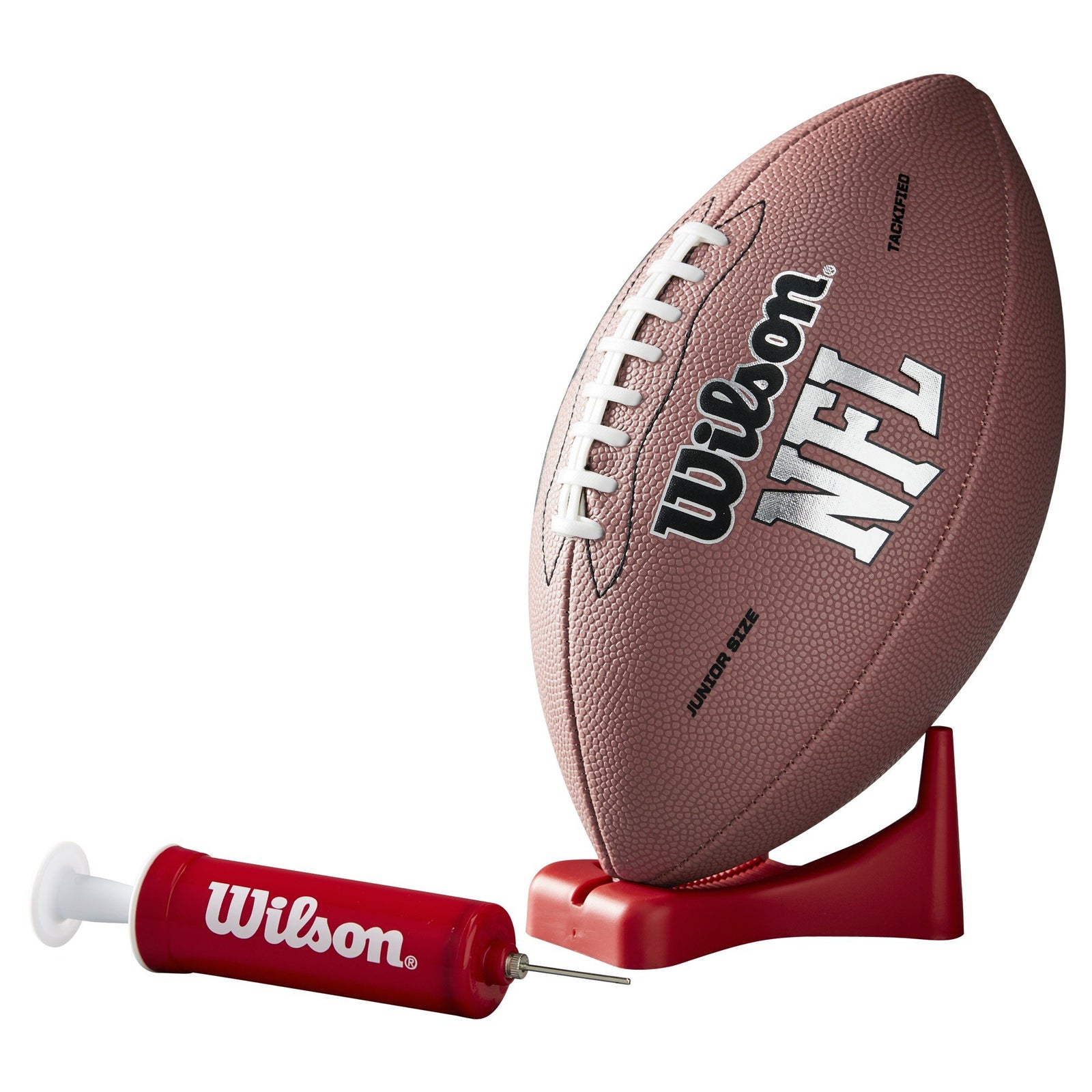 Wilson WTF1414PT NFL MVP Junior Football with Pump and Tee, Brown