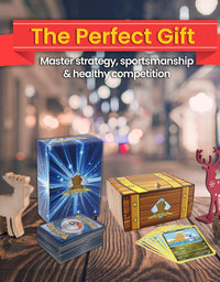 200 Assorted Pokemon Cards - 3 GX Ultra Rares, 4 Rare Cards, 3 Holographics, 90 Common/Uncommons, and 100 Energy Cards - Includes Golden Groundhog Treasure Chest Storage Box

