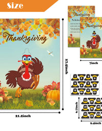 GEGEWOO Pin the Hat on the Turkey Thanksgiving Party Game Thanksgiving Games Festive Fall Party for Kids Thanksgiving Turkey Pin Game with Reusable Stickers Turkey Party Supplies Activities
