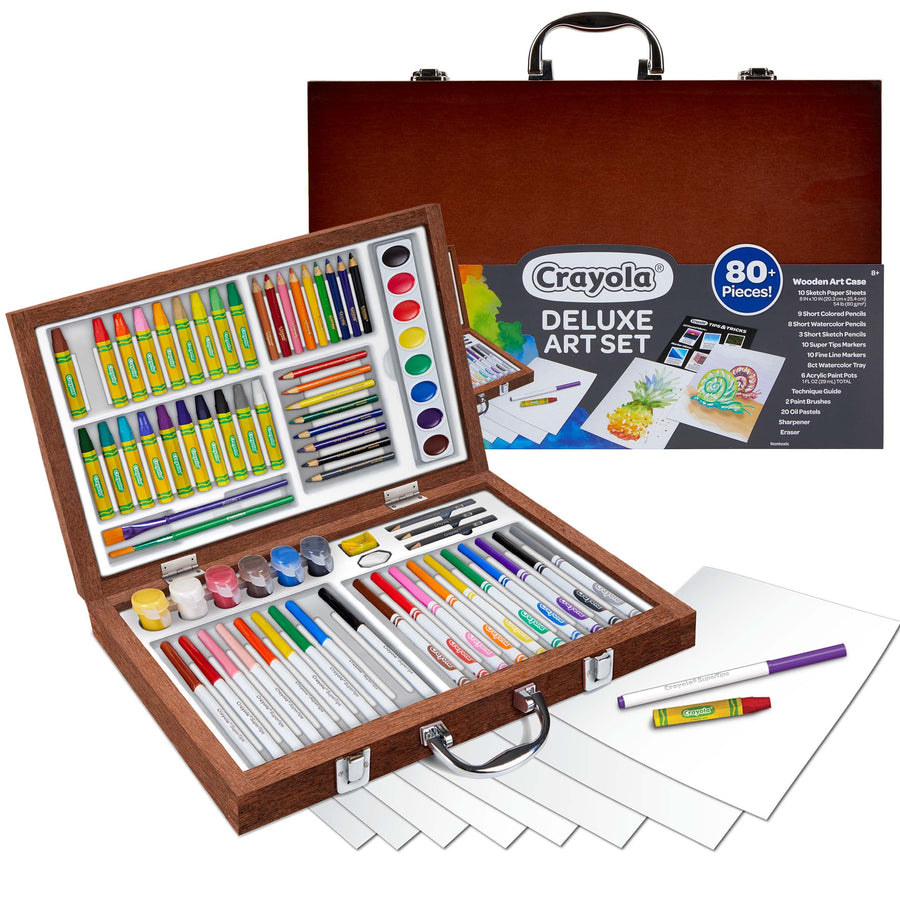 Crayola Wooden Art Set, Over 75 Pieces, Gift for Kids, 8, 9, 10, 11