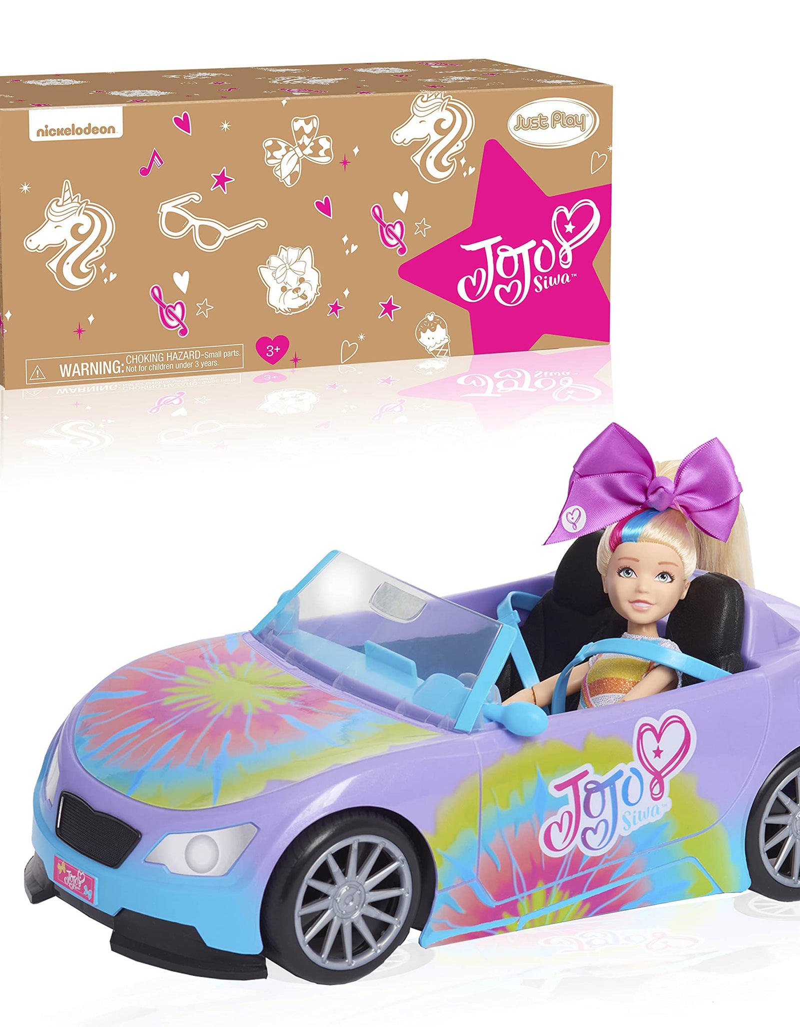 JoJo Siwa California Cruiser, Doll Car, Rainbow Tie-Dye, Fits Two Fashions Dolls, Amazon Exclusive, by Just Play