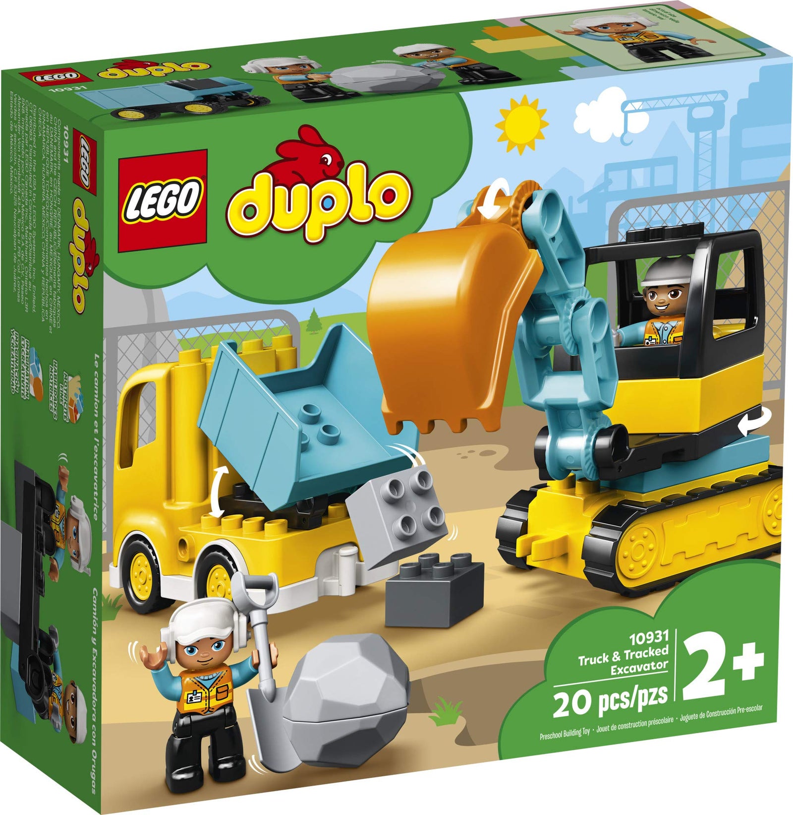 LEGO DUPLO Construction Truck & Tracked Excavator 10931 Building Site Toy for Kids Aged 2 and Up; Digger Toy and Tipper Truck Building Set for Toddlers, New 2020 (20 Pieces)