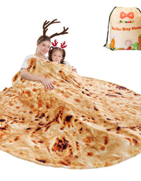 mermaker Burritos Tortilla Blanket 2.0 Double Sided 71 inches for Adult and Kids, Giant Funny Realistic Food Throw Blankets, 285 GSM Novelty Soft Flannel Taco Blanket (Yellow Blanket-Double Sided)
