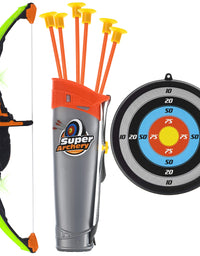 Toyvelt Bow and Arrow Set for Kids -Light Up Archery Toy Set -Includes 6 Suction Cup Arrows, Target & Quiver - for Boys & Girls Ages 3 -12 Years Old (Green)

