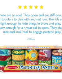 Melissa & Doug Let's Play House! Grocery Cans Play Food Kitchen Accessory - 10 Stackable Cans With Removable Lids
