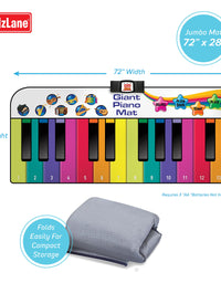 Kidzlane Floor Piano Mat for Kids and Toddlers | Giant 6 ft. Piano Mat, 24 Keys, 10 Song Cards, Built in Songs, Record & Playback, 8 Instrument Sounds | Musical Gift Toy for Boys & Girls Ages 3+
