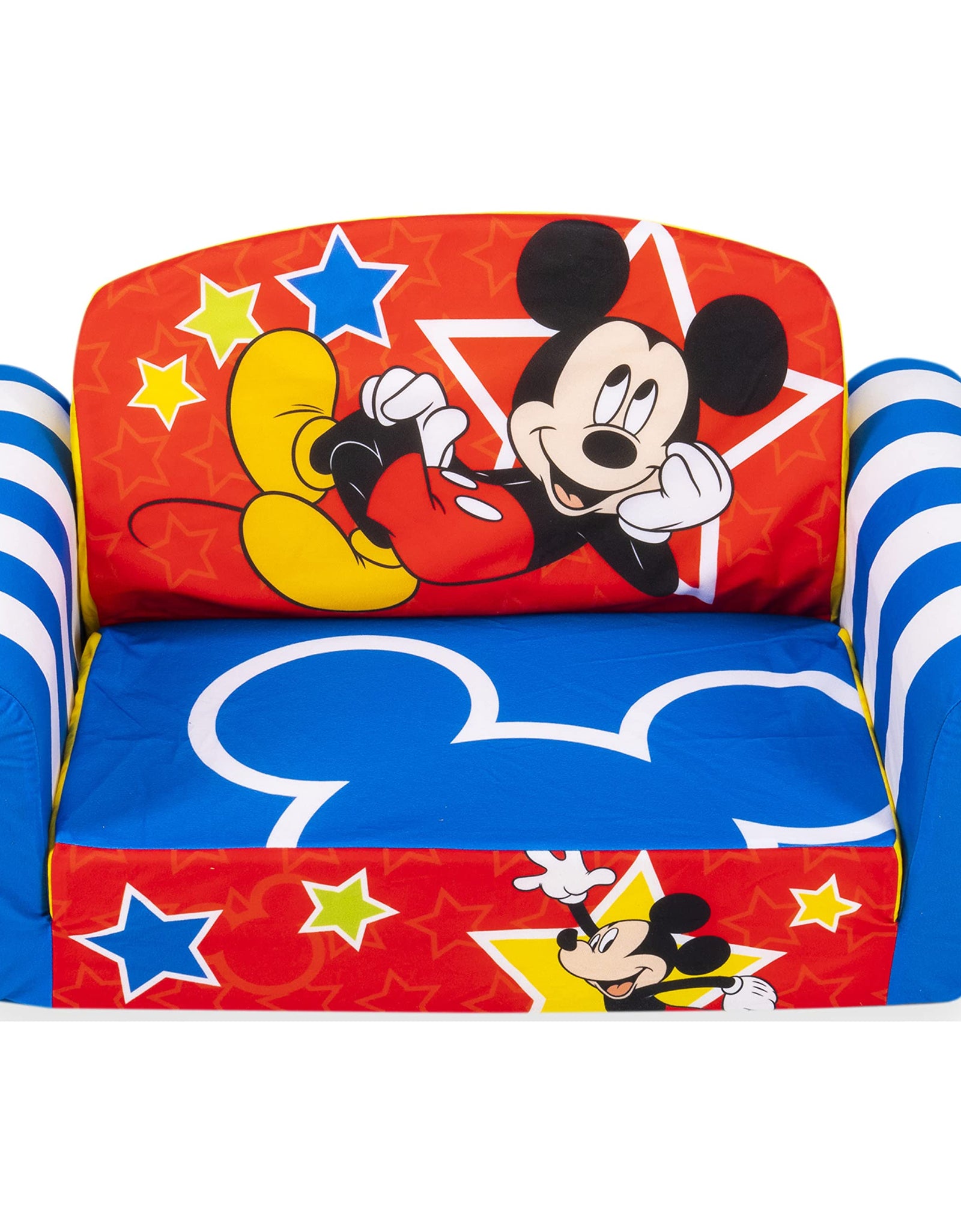 Marshmallow Furniture, Children's 2-in-1 Flip Open Foam Compressed Sofa, Disney’s Mickey Mouse