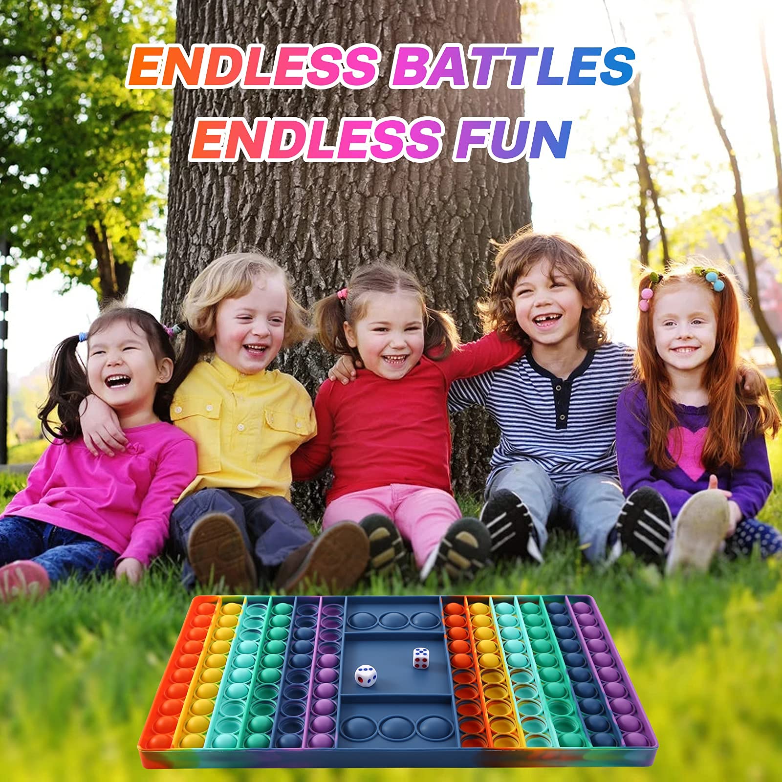 Big Pop Game Fidget Toy, Pop Rainbow Chess Board Fidget Popper Toy, Push Bubble Fidget Sensory Toy for Kids, Autism Stress Relief Toy for ADHA