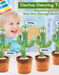 Emoin Tiktok Dancing Cactus Repeat, Talking Dancing Cactus Toy, Repeat+Recording+Dance+Sing, Wriggle Dancing Cactus Repeat What You Say and Sing Electronic Cactus Toy Decor for Kids Adult - 120 Songs
