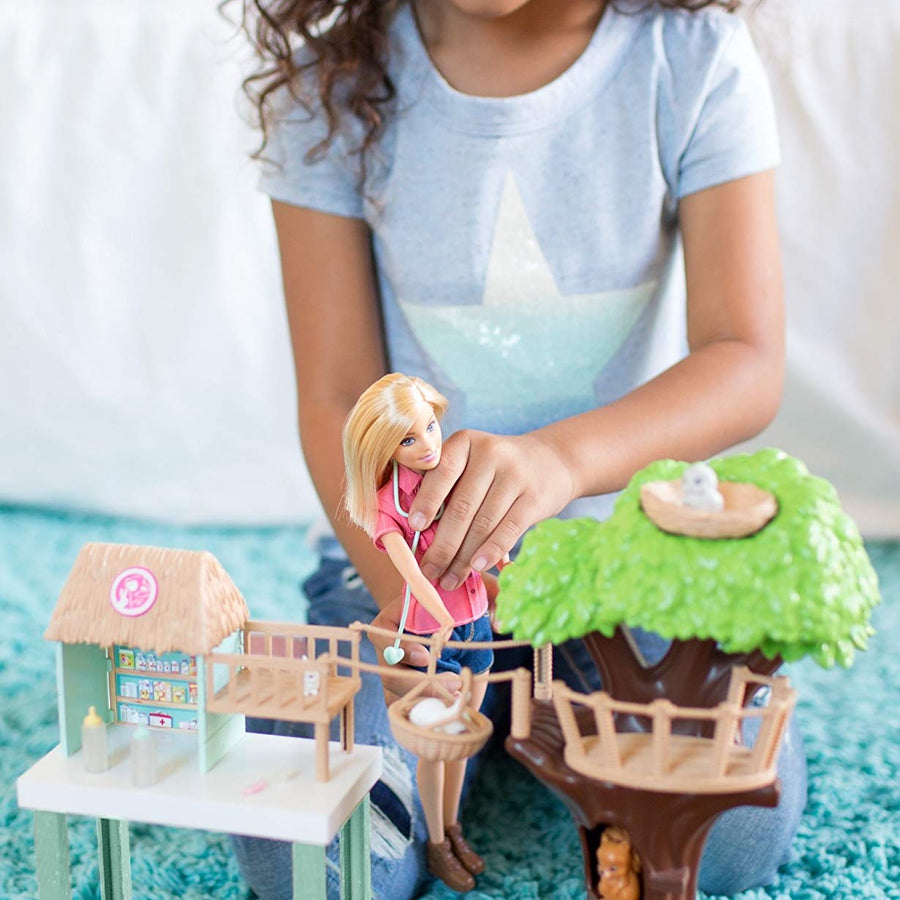 Barbie Doll and Animal Rescue Center with 8 Animals