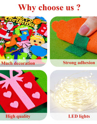 RVZHI Felt Christmas Tree for Kids Wall with Lights 33pcs Ornaments DIY Felt Christmas Tree for Toddlers with Exquisite Poster, Kids Gift Felt Wall Xmas Tree Kit Set for Toddlers Home Door Decoration
