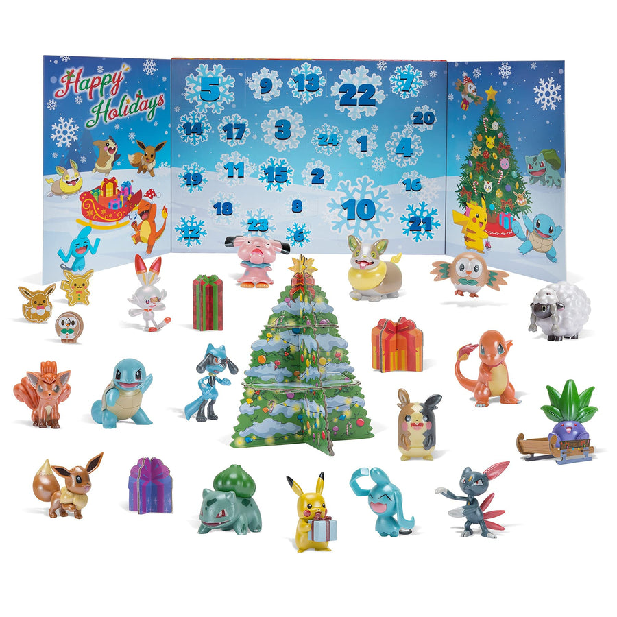 Pokemon 2021 Holiday Advent Calendar for Kids, 24 Gift Pieces - Includes 16 Toy Character Figures & 8 Christmas Accessories - Ages 4+