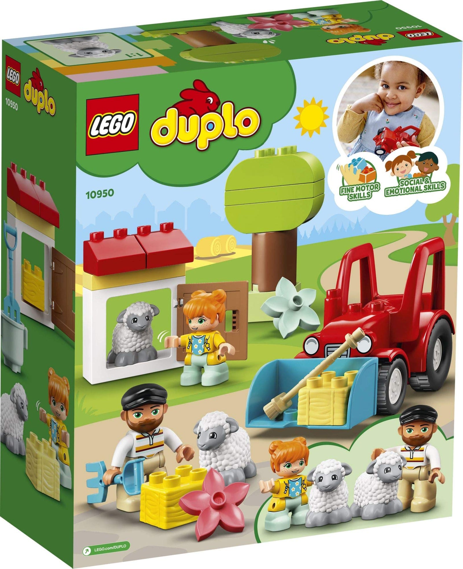 LEGO DUPLO Town Farm Tractor & Animal Care 10950 Creative Playset for Toddlers with a Toy Tractor and 2 Sheep, New 2021 (27 Pieces)