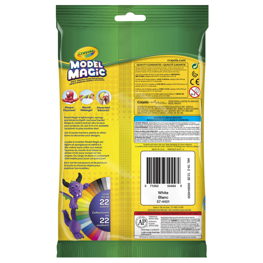 Crayola Model Magic White, Modeling Clay Alternative, At Home Crafts for Kids, 4 oz, Model Number: 57-4401