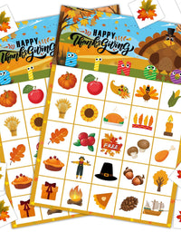 MISS FANTASY Thanksgiving Bingo Game for Kids Turkey Bingo Fall Bingo Game Cards for 24 Players Thanksgiving Party School Classroom Family Activities Thanksgivings Party Favors
