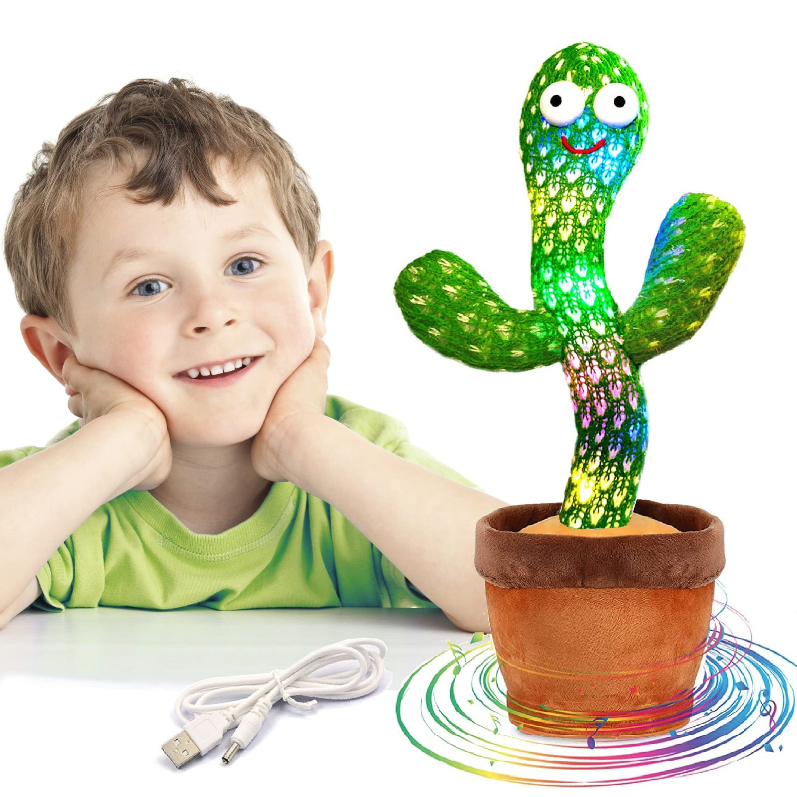 M MITLINK Dancing Cactus Repeats What You Say,Electronic Plush Toy with Lighting,Singing Cactus Recording and Repeat Your Words for Education Toys,Singing Cactus Toy, Cactus Plush Toy (Green)