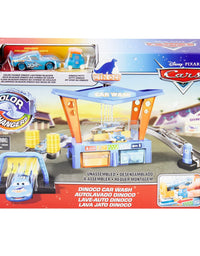 Disney Pixar Cars Color Change Dinoco Car Wash Playset with Pitty and Exclusive Lightning McQueen Vehicle, Interactive Water Play Toy for Kids Age 4 Years and Older
