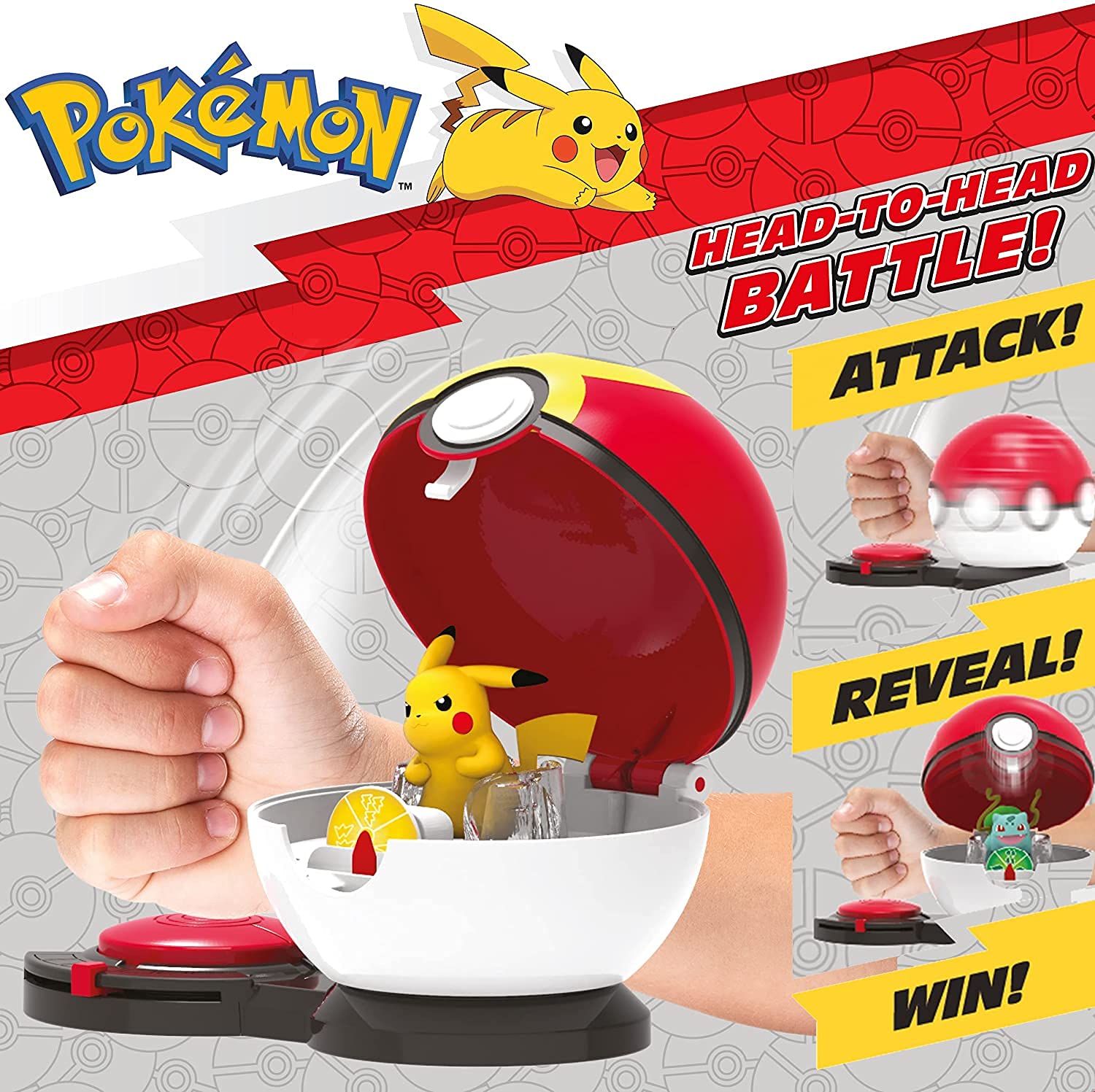 Pokemon Surprise Attack Game, Featuring Pikachu and Bulbasaur - 2 Surprise Attack Balls - 6 Attack Disks - Toys for Kids and Pokémon Fans