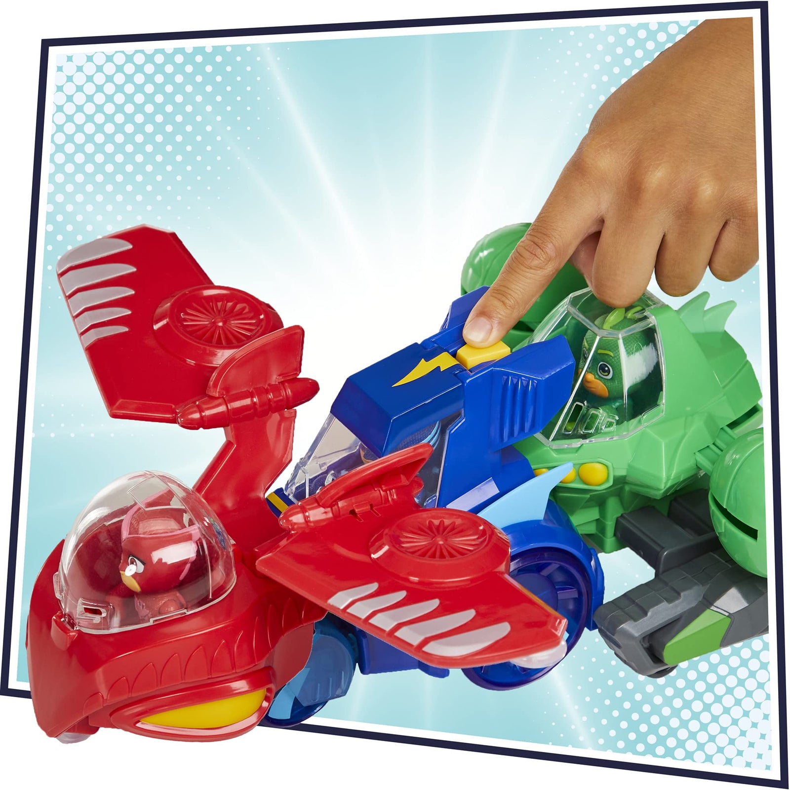 PJ Masks 3-in-1 Combiner Jet Preschool Toy, Toy Set with 3 Connecting Cars and 3 Action Figures for Kids Ages 3 and Up